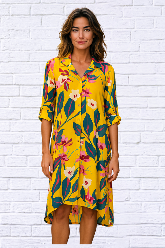 Melinda Floral Yellow Dress