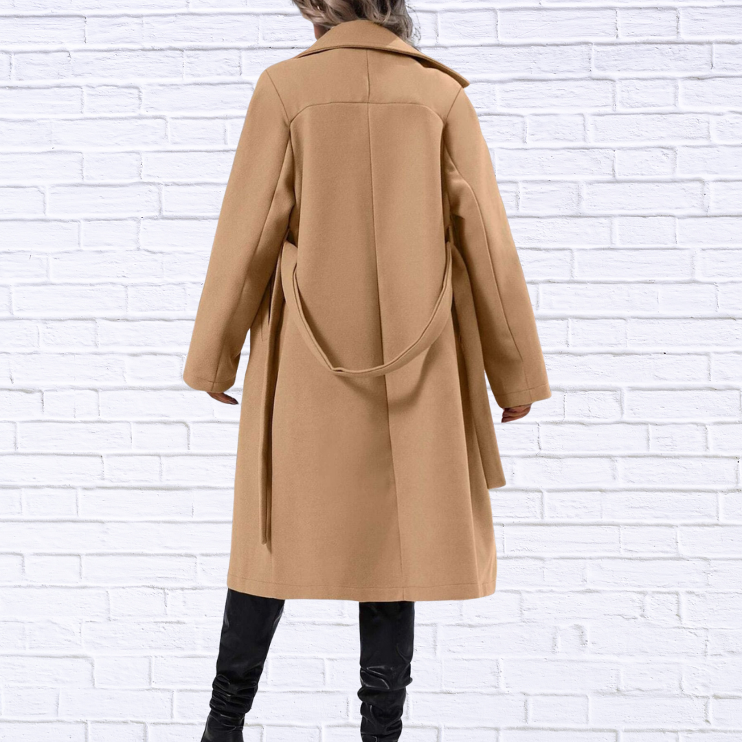 Double-Breasted Tie Waist Coat