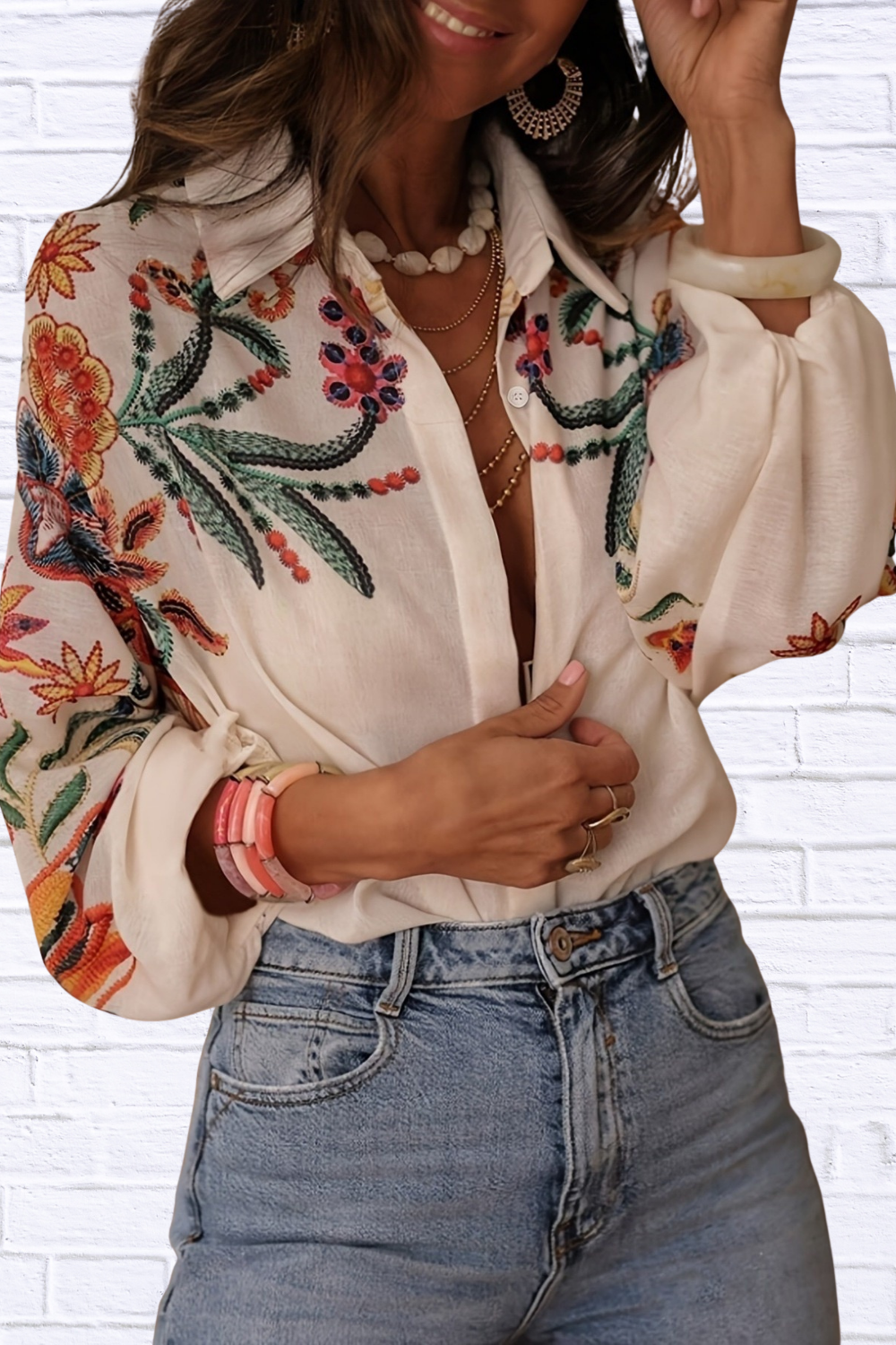 Floral Button Up Long Sleeve Shirt