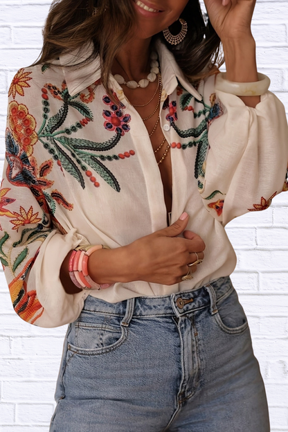 Floral Button Up Long Sleeve Shirt