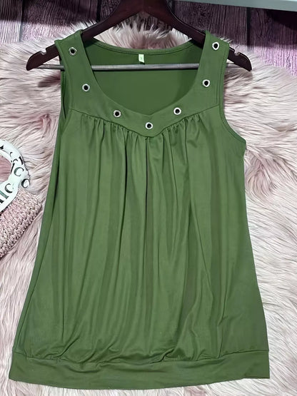 Eyelet Detail Ruched Tank