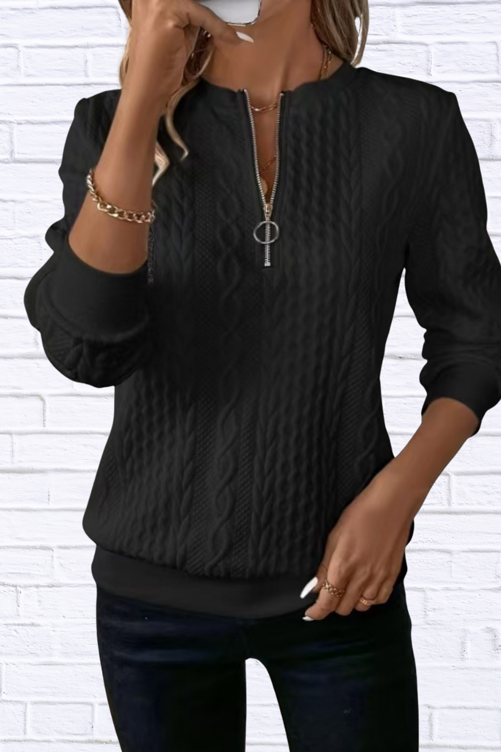 Quarter-Zip Long Sleeve Sweatshirt