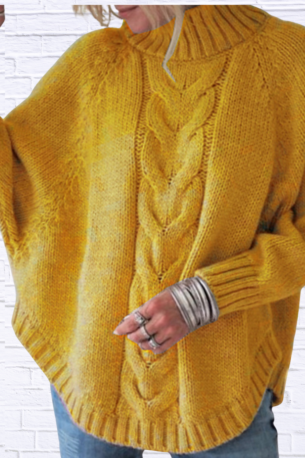 Full Size Cable-Knit Long Sleeve Sweater Plus Size
