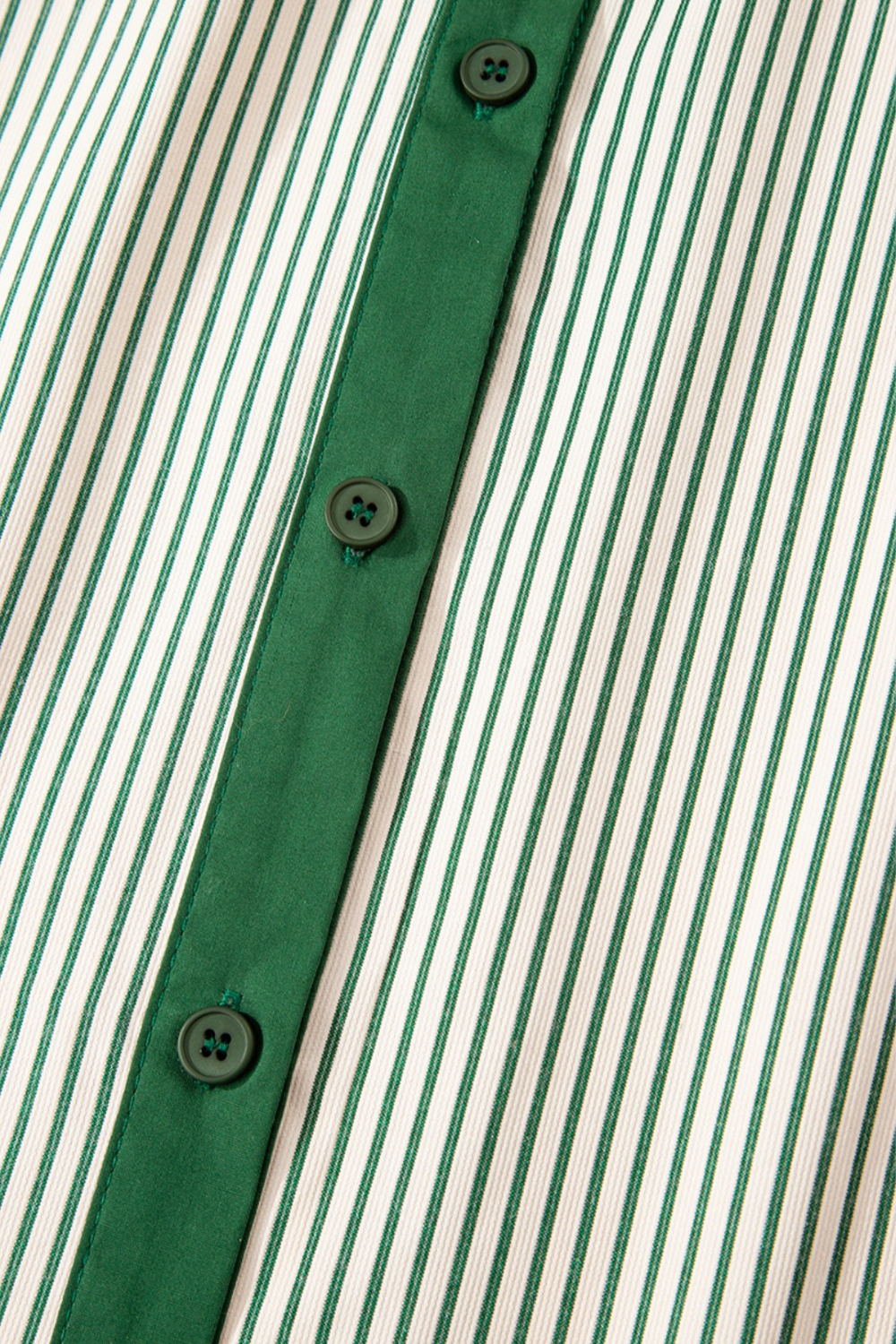 Stripe Color Block Patchwork Shirt Collar Button Down Puff Sleeve Mini Dress