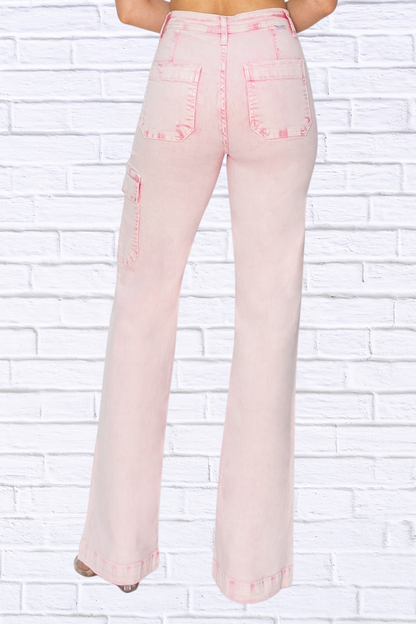 RISEN Full Size High Rise Cargo Pocket Jeans