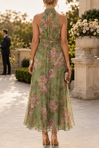 Sleeveless High Waist Floral Print Maxi Dress