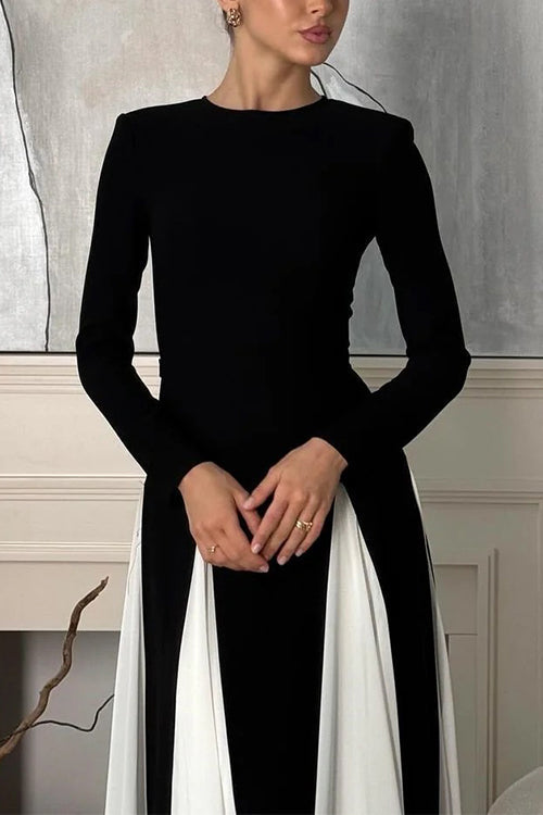 Rosiedress Long Sleeves Color Block Swing Maxi Dress