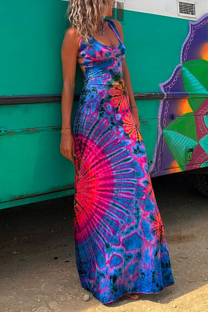 Rosiedress Strappy Backless Tie Dye Maxi Dress