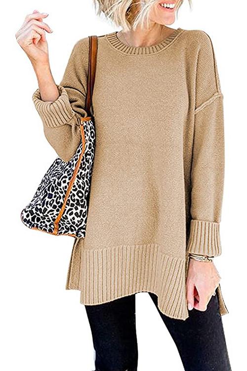 Rosiedress Drop Shoulder Side Split Loose Sweater