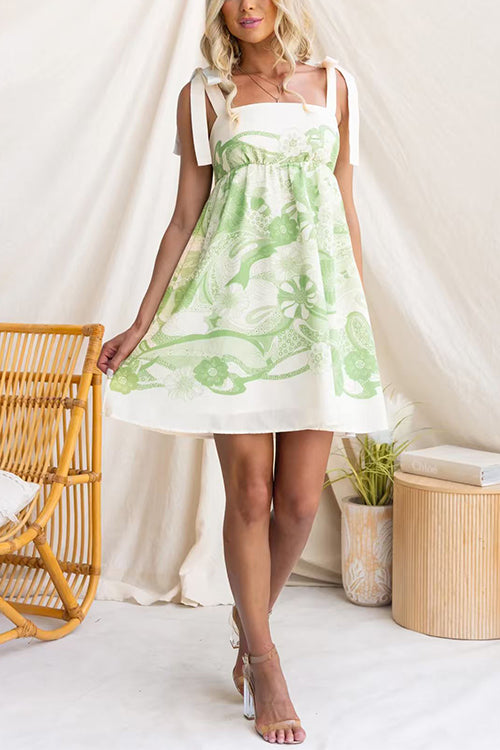 Bow Shoulder Floral Print Mini Cami Dress