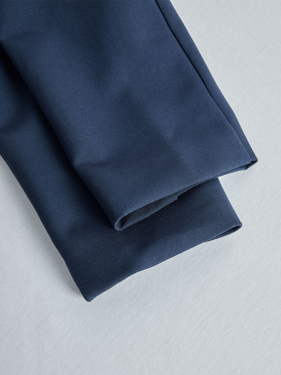 Elegant Navy Blue Tailored Fit Flared Coat Dress