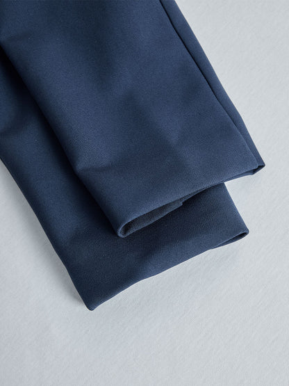 Elegant Navy Blue Tailored Fit Flared Coat Dress