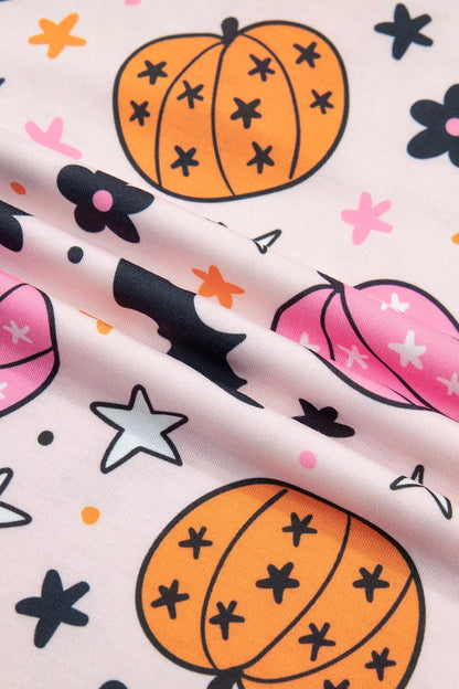 Halloween Pumpkin Print Long Sleeve Home Wear Lounge Set