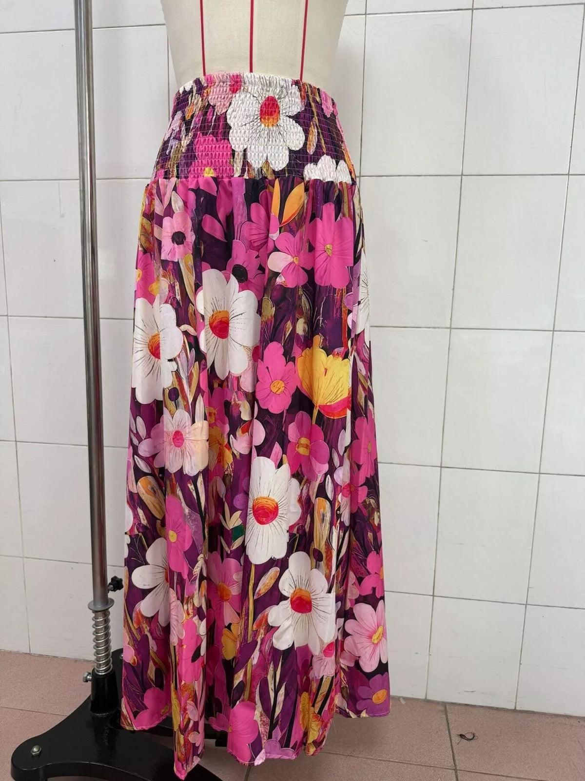 Floral Print High-Waisted Maxi Skirt
