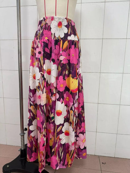 Floral Print High-Waisted Maxi Skirt