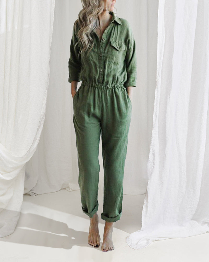 Casual Drawstring Pocket Jumpsuits