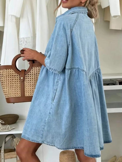 Button Up Denim Shirt Dress
