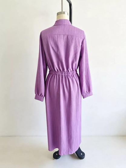 Full Size Textured Button Front Long Sleeve Maxi Dress Plus Size