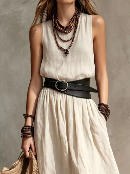 Full Size Round Neck Sleeveless Maxi Dress Plus Size