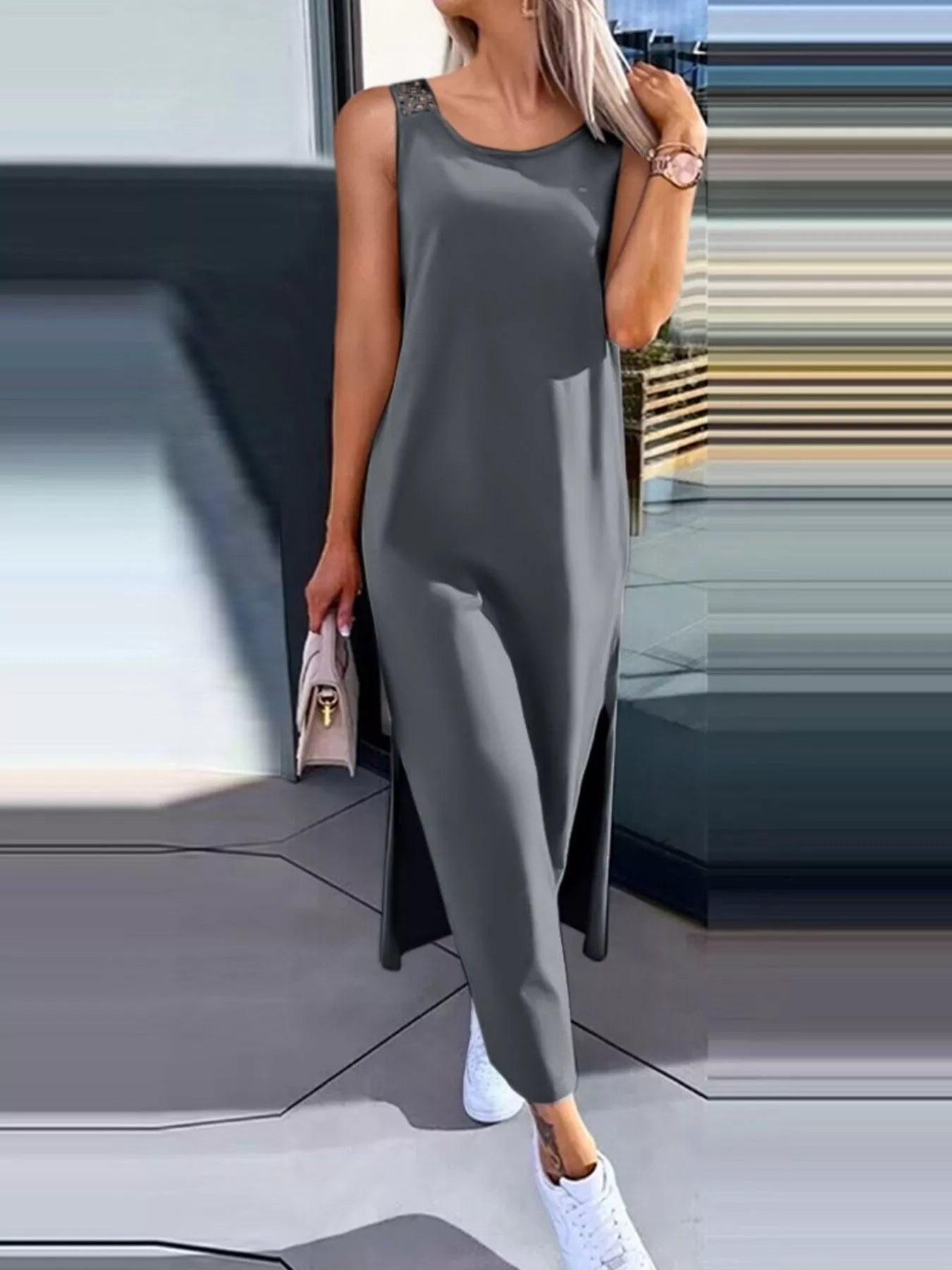 Side Slit Sleeveless Maxi Dress