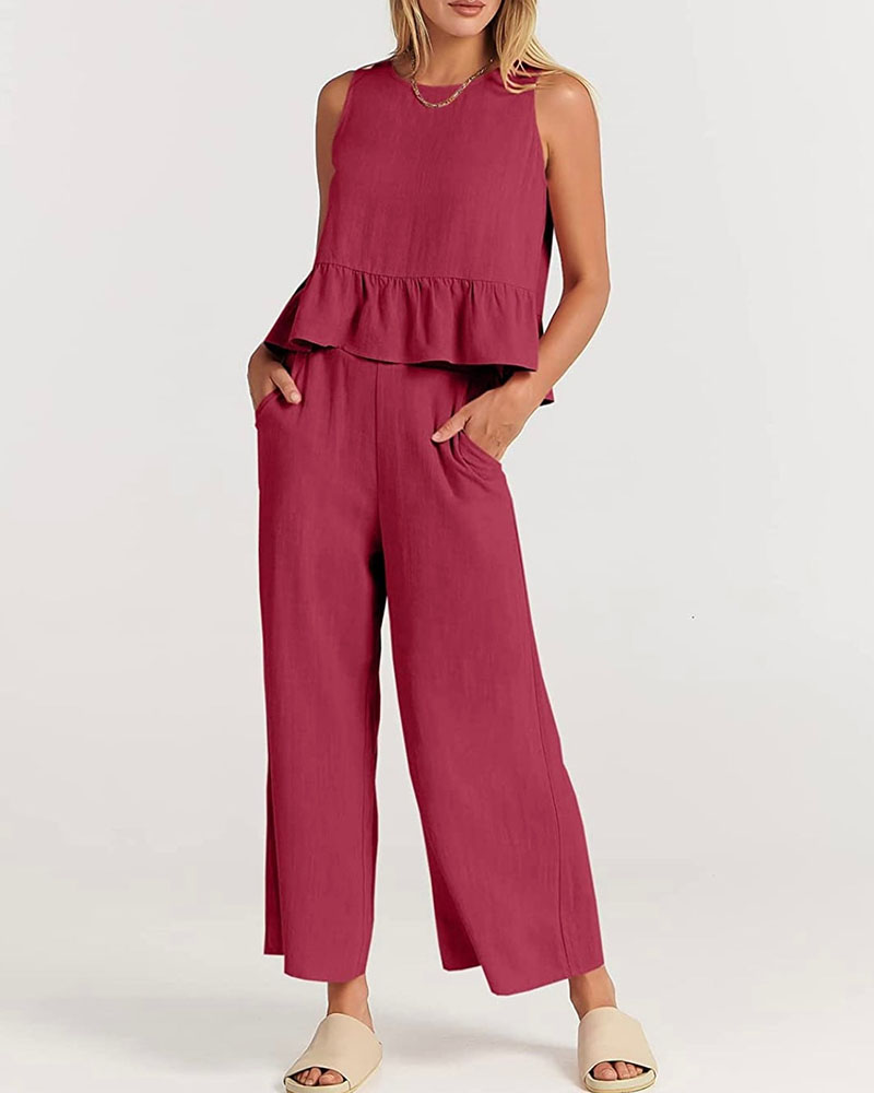 Summer's new pleated casual two-piece set