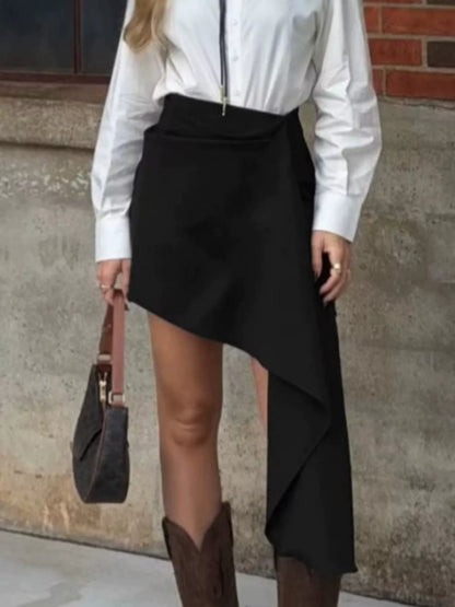 Asymmetric High-Waisted Draped Mini Skirt