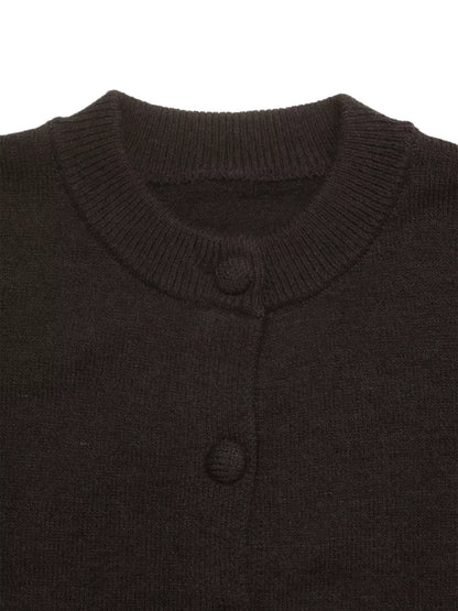 Crew Neck Button-Up Cardigan