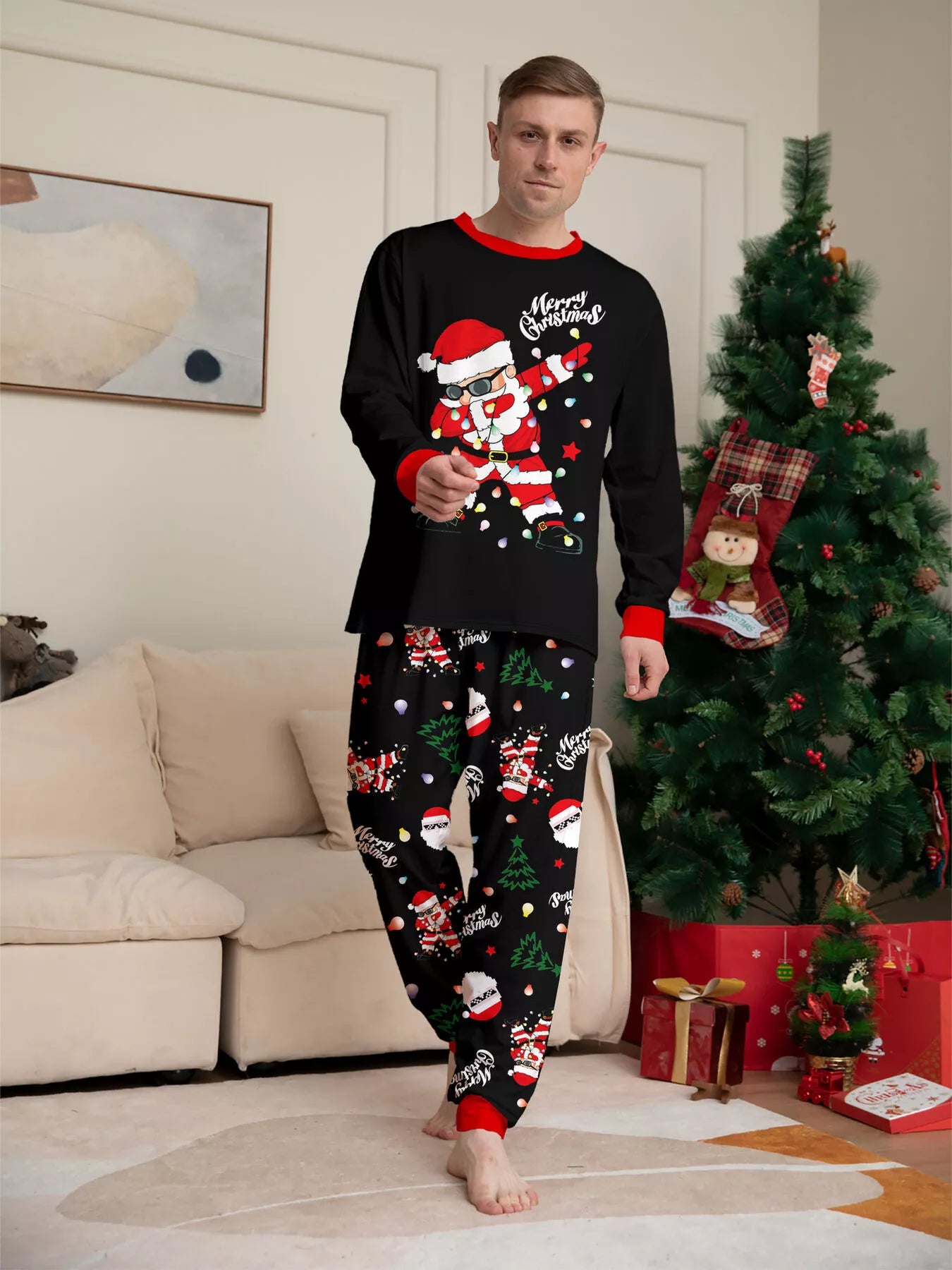 Full Size Family Matching Christmas Santa Pajamas Set Plus Size