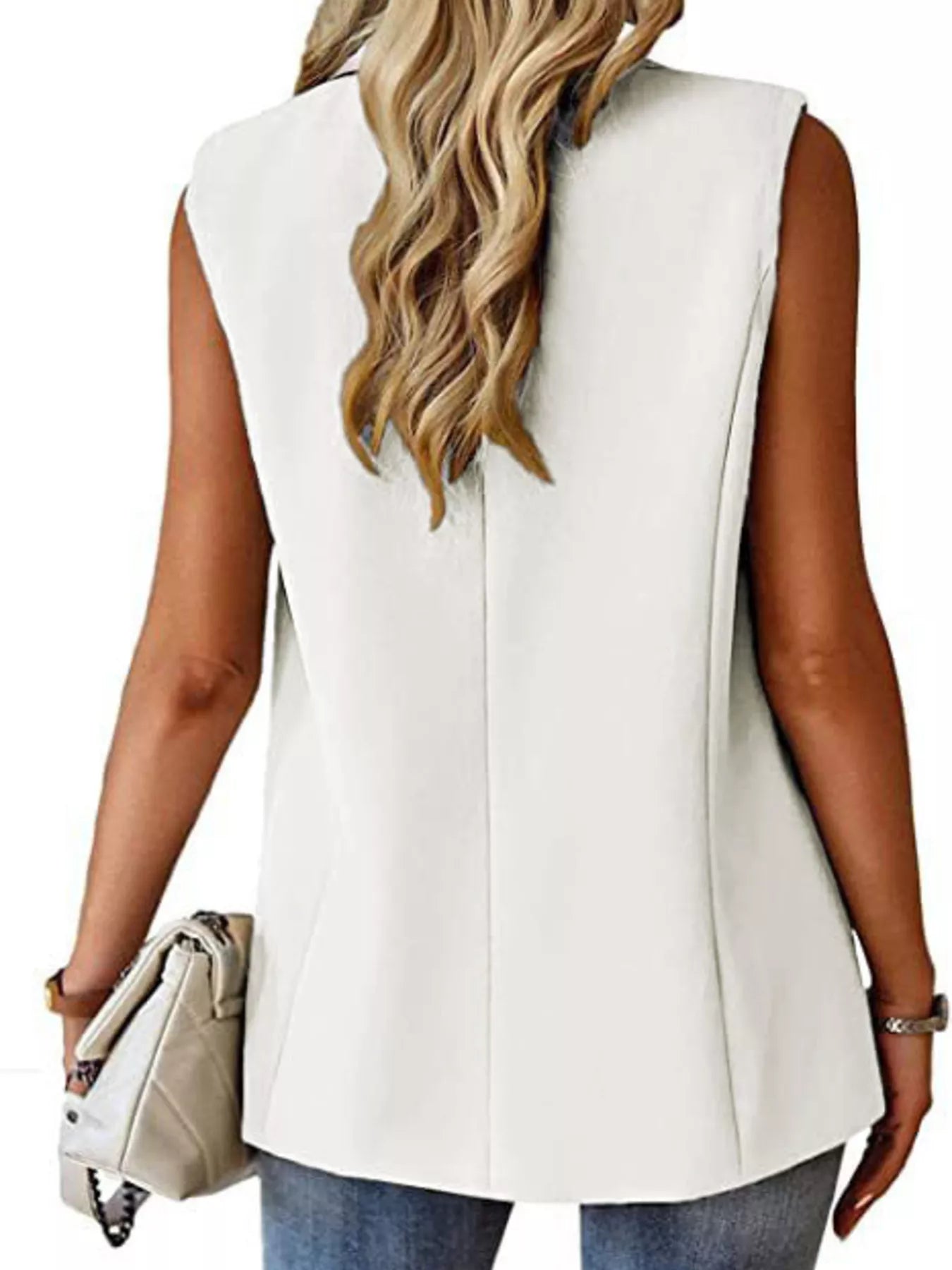 Full Size One Button Lapel Collar Vest Coat Plus Size