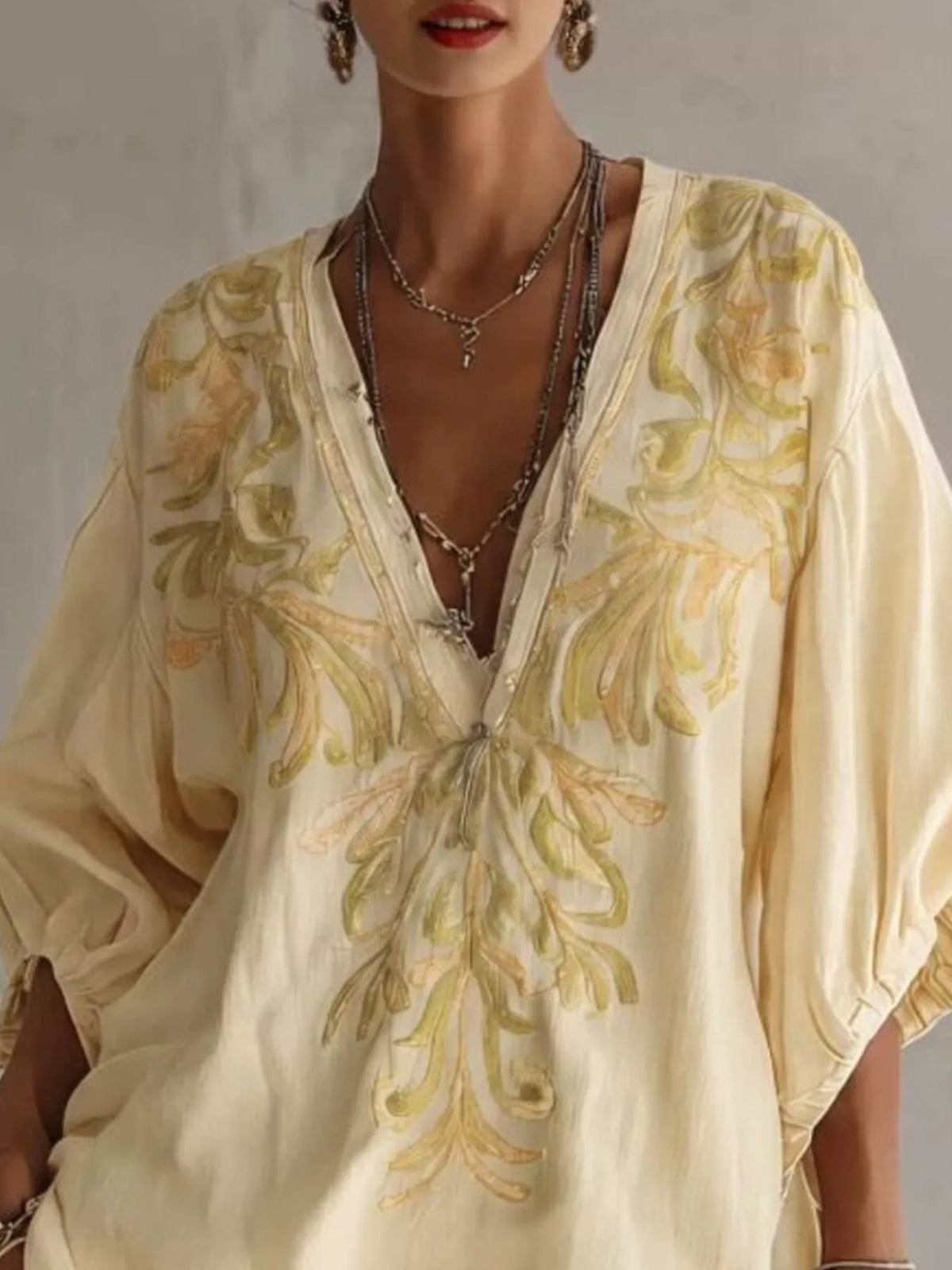 Full Size Embroidered V-Neck Mini Dress Plus Size