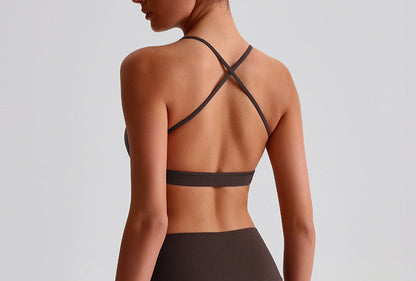 Minimalist Strappy Back Sports Bra - Low Impact Yoga Crop Top
