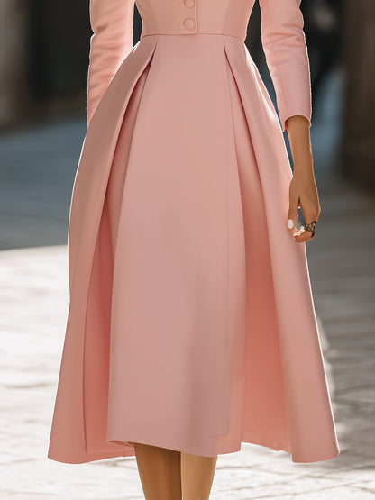 Elegant Pleated Blazer Midi Dress