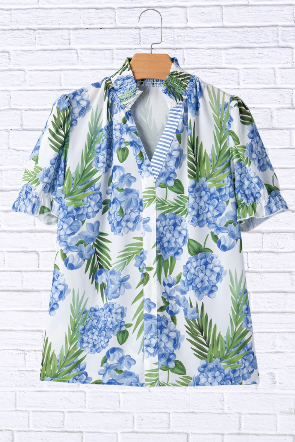 Palm Floral Patchwork Blouse