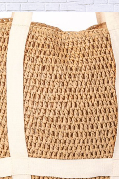 Fame Straw Braided Hat Carrier Tote Bag