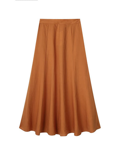 Ensemble deux pièces haut court sans manches à col en V et jupe évasée mi-longue 