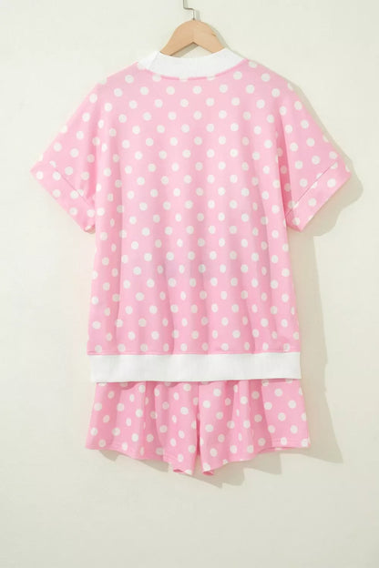Polka Dot Short Sleeve Top and Shorts Set