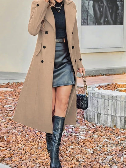 Full Size Double-Breasted Longline Trench Coat Plus Size
