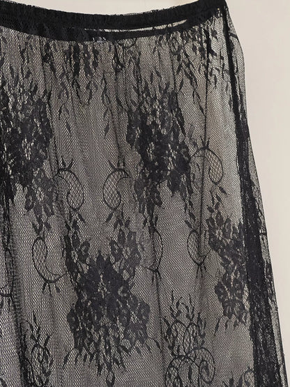 Lace Corset Mini Dress Set with Sheer Overlay