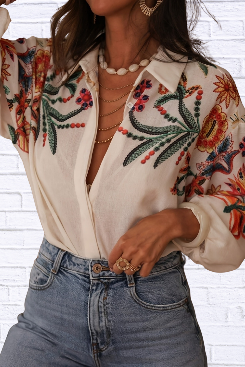 Floral Button Up Long Sleeve Shirt