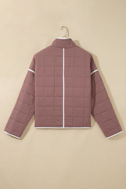 Old Rose Quilted Metal Button Pocket Jacket