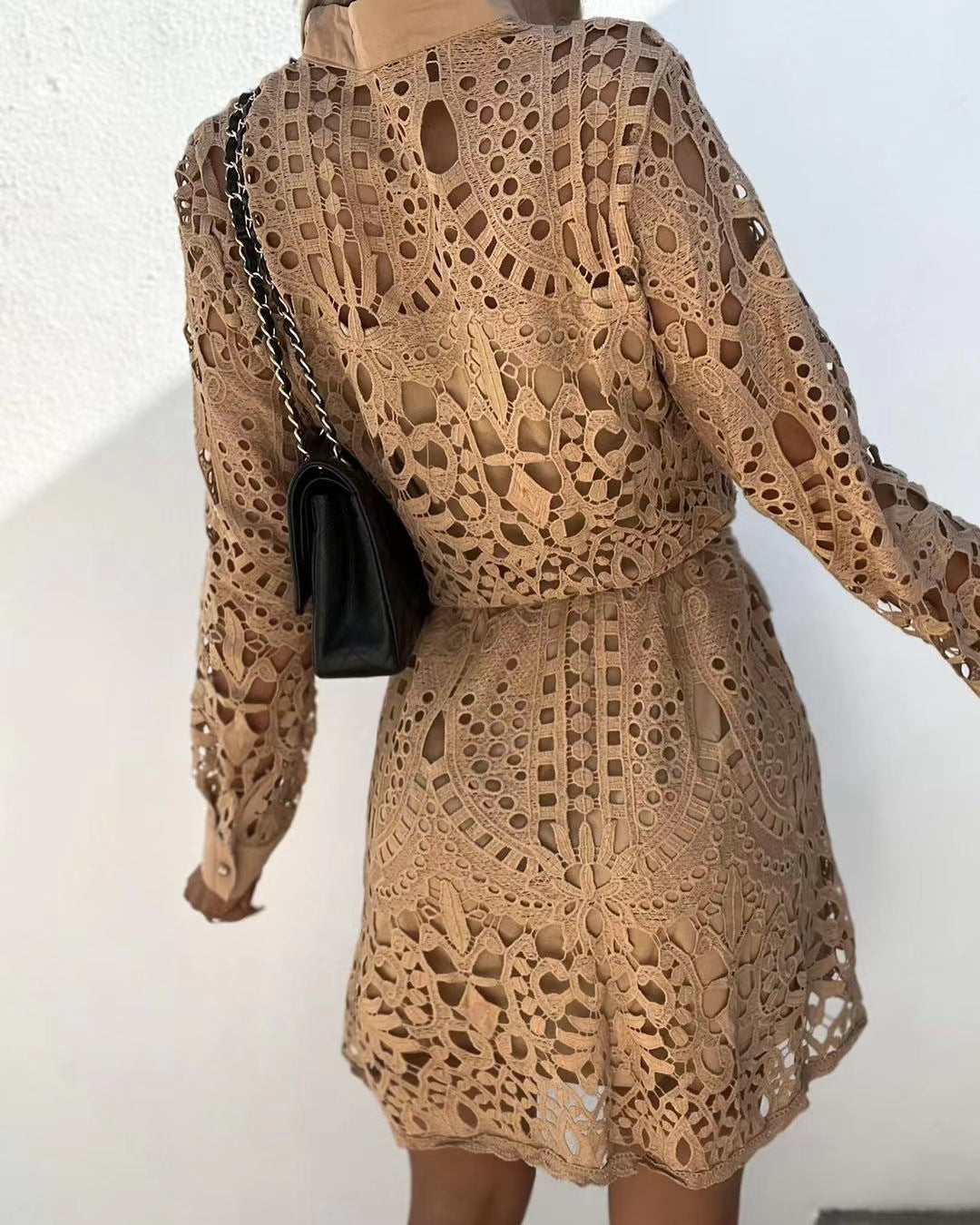 Elegant Crotchet Lace Mini Dress