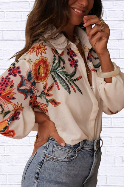 Floral Button Up Long Sleeve Shirt