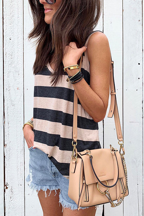 Rosiedress V Neck Striped Tank Top