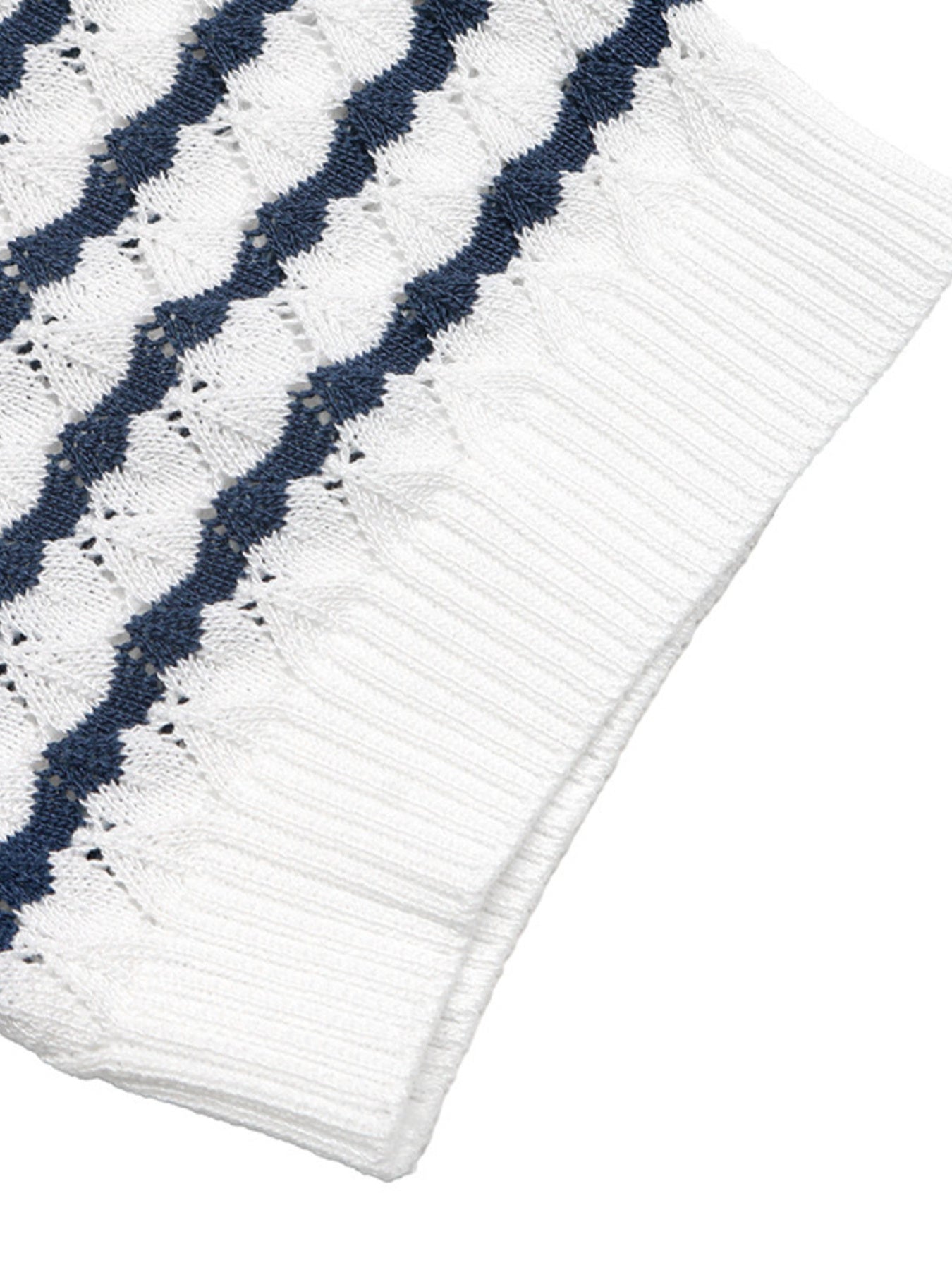 Striped Button Detail Short Sleeve Knit Top