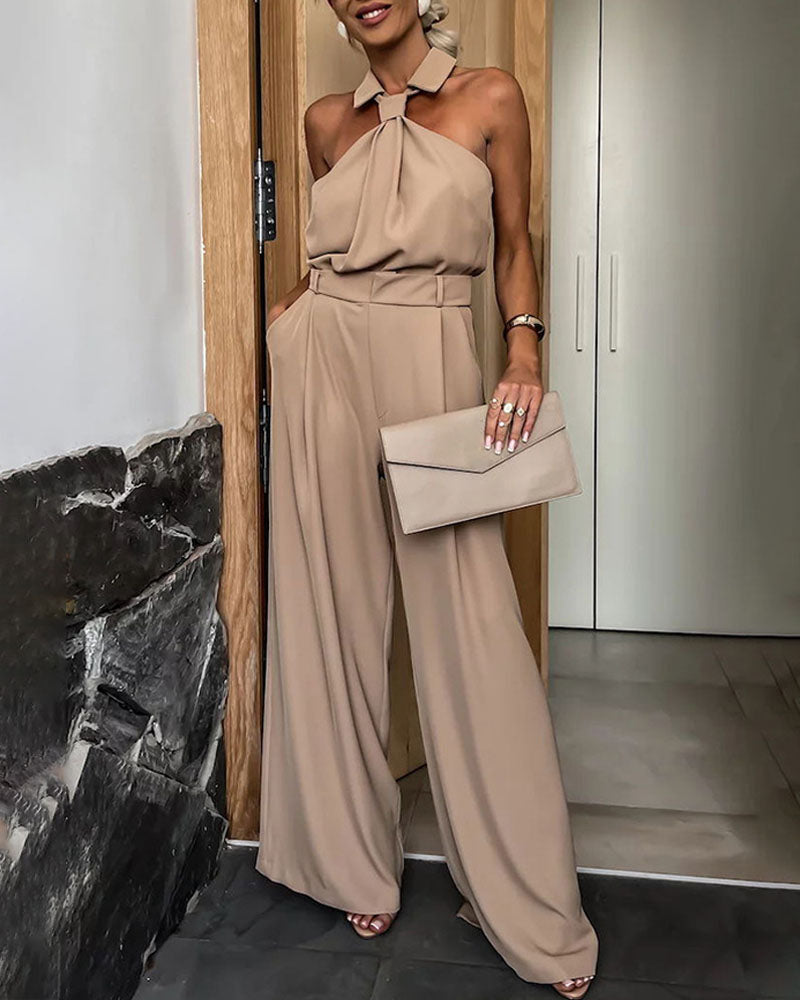 Fashion Pocket Sleeveless Jumpsuit