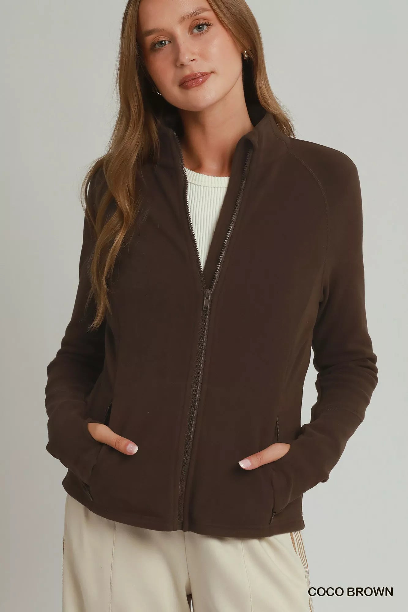 Umgee Soft Fleece Full Zip Jacket With Pockets