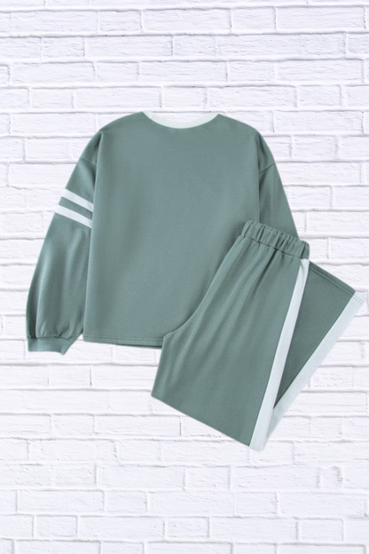 Varsity Stripe Patchwork Pullover and Pant Set