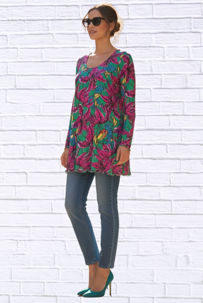 Sibella Pleated Front Long Sleeve Blouse