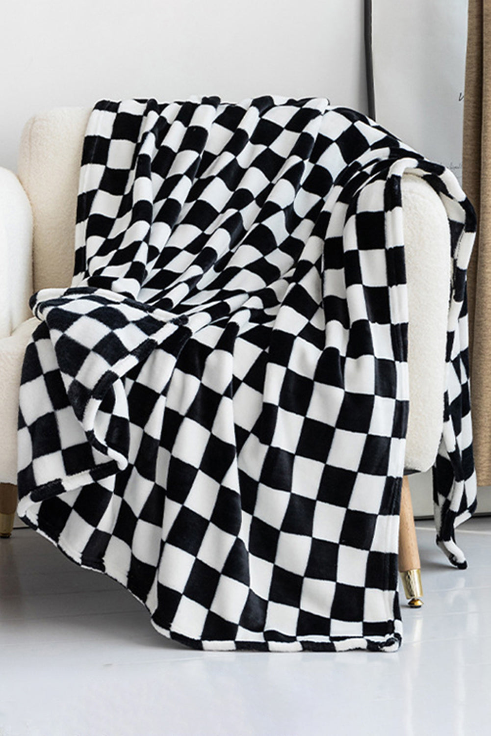 Blue Zone Planet | Black Checkerboard Printed Soft Throw Blanket