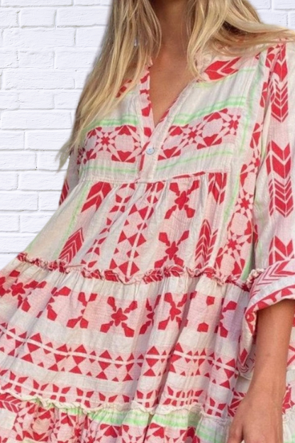 Printed Tierred Babydoll Dress